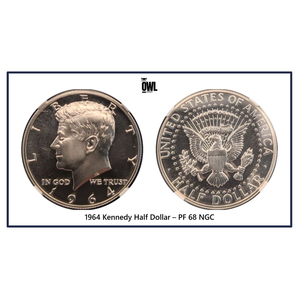 1964 Kennedy Half Dollar PF68 NGC – 90% Silver First‑Year Proof
